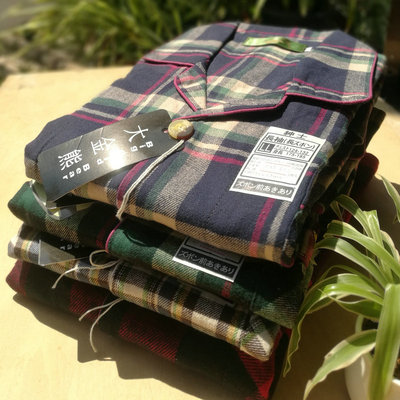 外贸大金熊绒布磨毛格子长袖睡衣