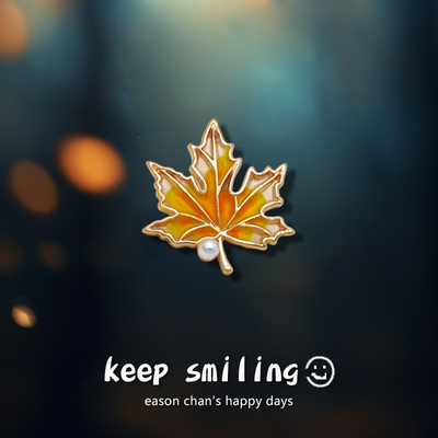 keepsmiling精致珍珠枫叶胸针