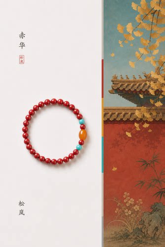 SongLan赤华原创中式吉祥天然紫金朱砂松石蜜蜡手串本命年手链女