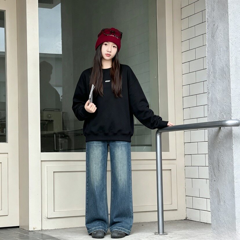 女大童窄版牛仔裤春秋款初中生女孩裤子KT猫刺绣青少年秋装