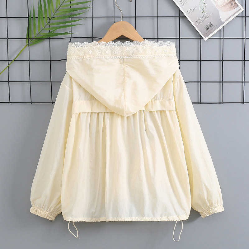 女童防晒衣夏季2026新款儿童防紫外线轻薄外套大童蕾丝透气防晒服