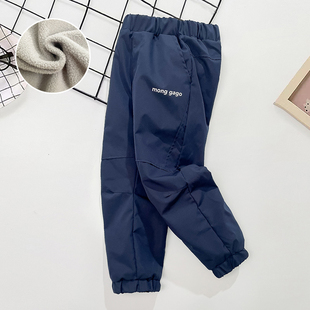 男童冲锋裤冬季加绒长裤子户外耐磨加厚防水三防滑雪2025新款女童