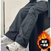 加绒秋冬季 加厚纯色户外裤 子大童儿童装 男童三防防水冲锋裤 长裤 潮