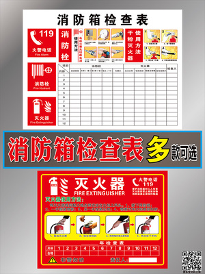 消防栓箱检查表标识标牌标识牌
