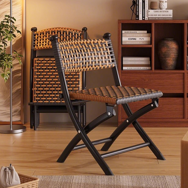 可折叠藤编椅子家用阳台藤椅老人靠背座椅户外露营可携式马扎小凳