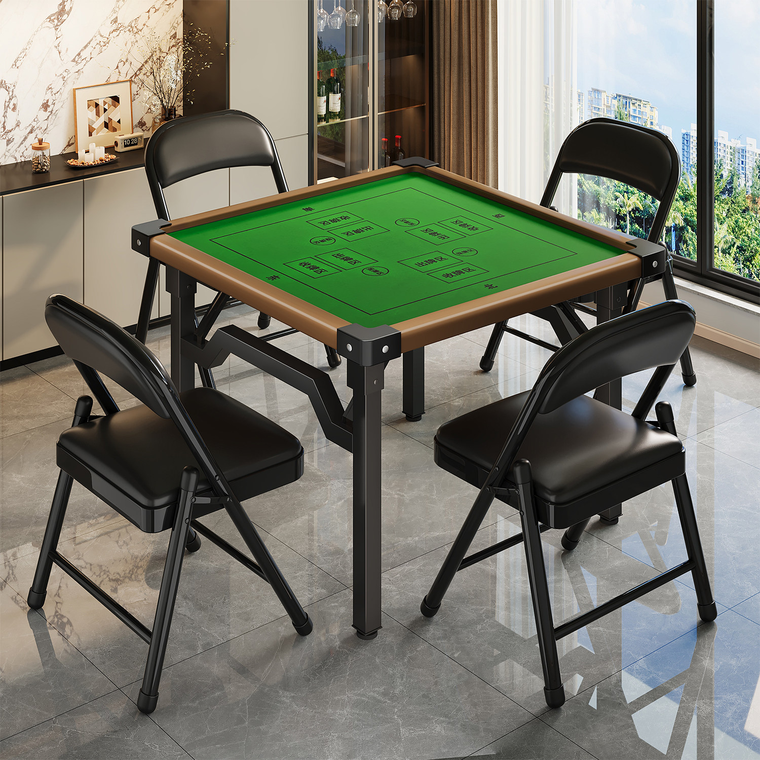 折叠桌掼蛋专用桌小户型家用麻将桌手搓棋牌桌餐桌吃饭两用四方桌