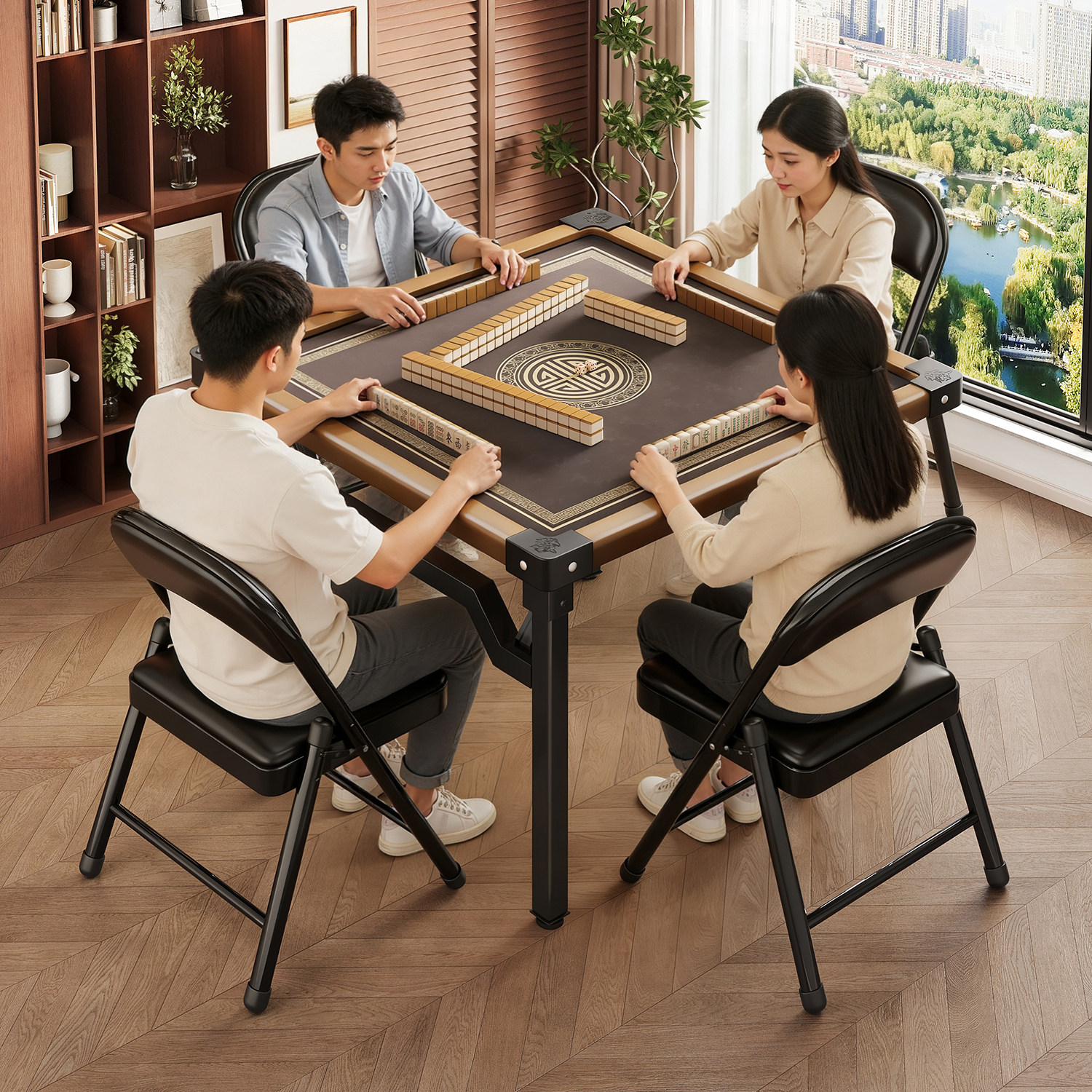 折叠麻将桌家用手搓掼蛋专用桌小户型餐桌吃饭两用出租屋四方桌子