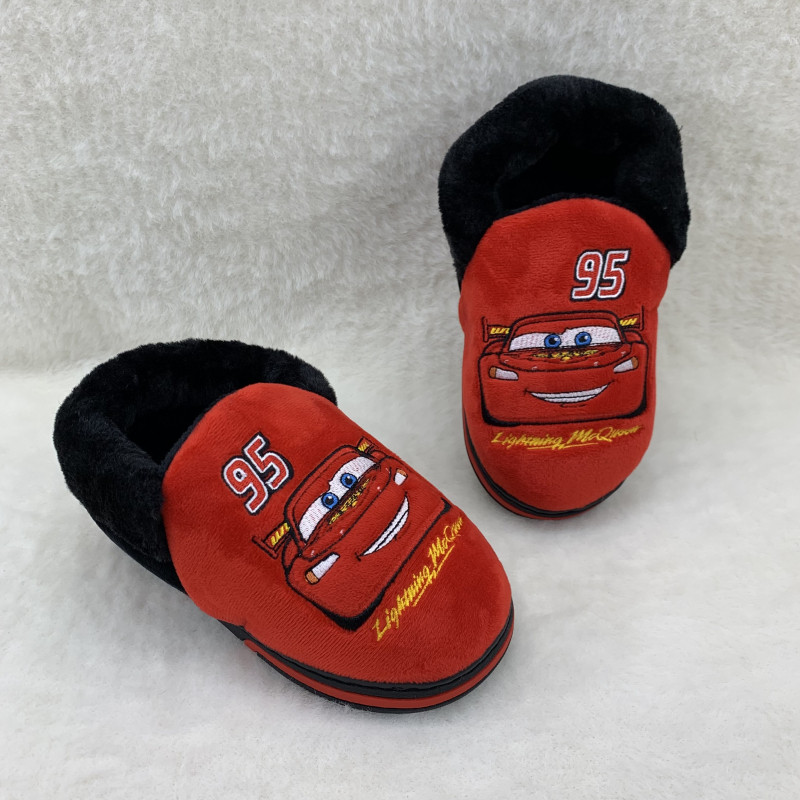 迪士尼儿童包跟棉鞋冬季棉拖包头卡通小汽车男童家居保暖棉鞋
