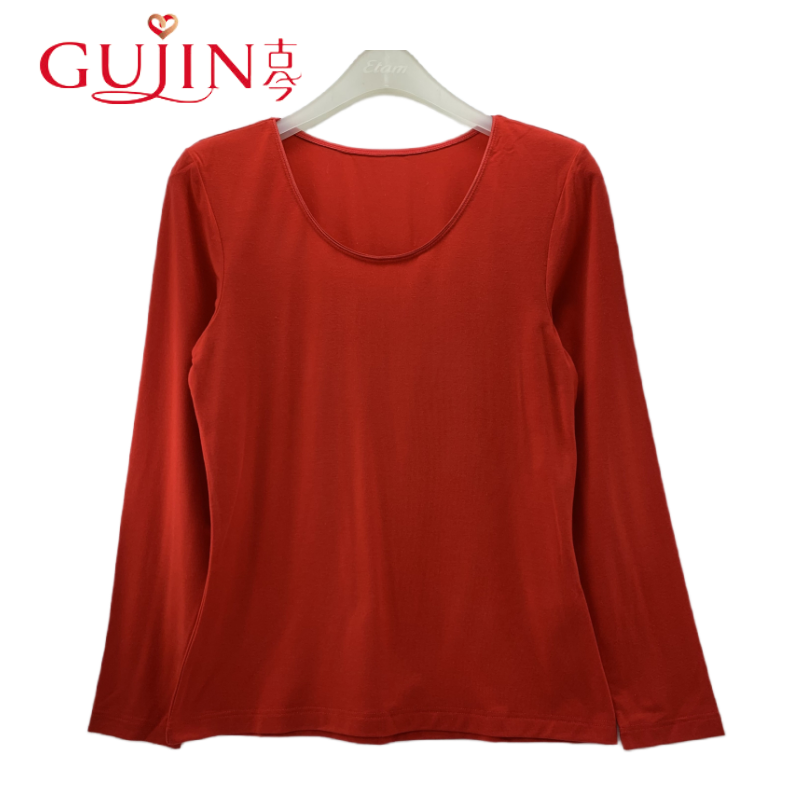 GUJIN古今女士秋衣薄款上衣无痕内穿修身打底长袖秋冬季线衣39325