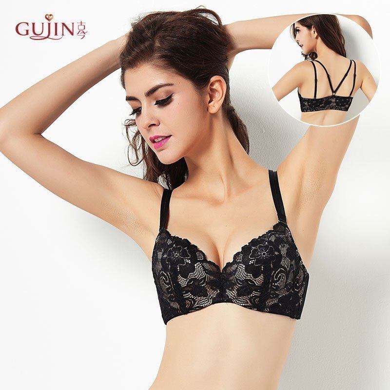 古今内衣典雅蕾丝3/4上薄下厚有钢圈侧边四排扣聚拢美背文胸0G820