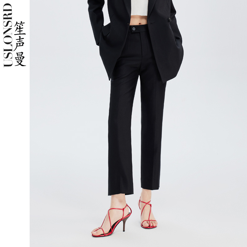 笙声曼黑色羊毛西装裤正装裤通勤
