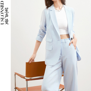 宽松型浅蓝色职业装 Uslonsrd笙声曼 外套直身版 薄款 女士小西装