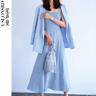 减龄九分袖 Uslonsrd笙声曼 外套女时尚 小西装 浅蓝色职业白领 薄款