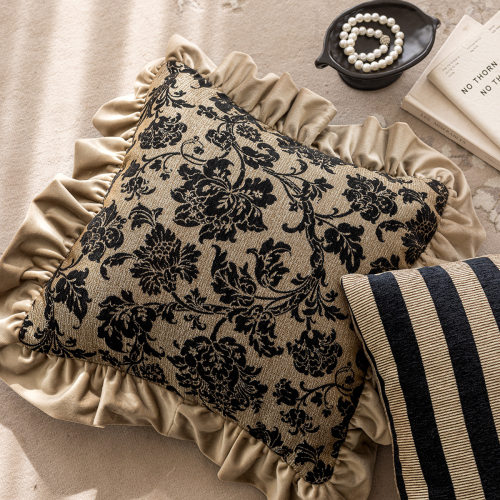 中古风客厅沙发抱枕靠垫雪尼尔提花抱枕套不含芯腰枕靠背