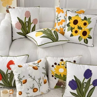 美式 郁金香抱枕北欧客厅沙发靠垫床头飘窗样板间靠垫套车用大靠背