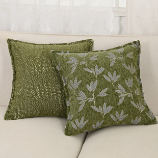 森系绿色植物抱枕轻奢高级感刺绣复古沙发客厅北欧中古风靠垫枕套