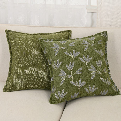 森系绿色植物抱枕轻奢高级感刺绣复古沙发客厅北欧中古风靠垫枕套