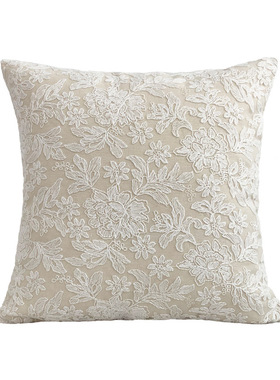 法式高级抱枕套白色田园蕾丝靠枕北欧ins风客厅沙发床头靠垫腰枕