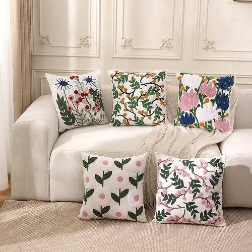 全棉帆布毛巾绣抱枕套ins田园风家居沙发抱枕床头靠垫办公室靠垫