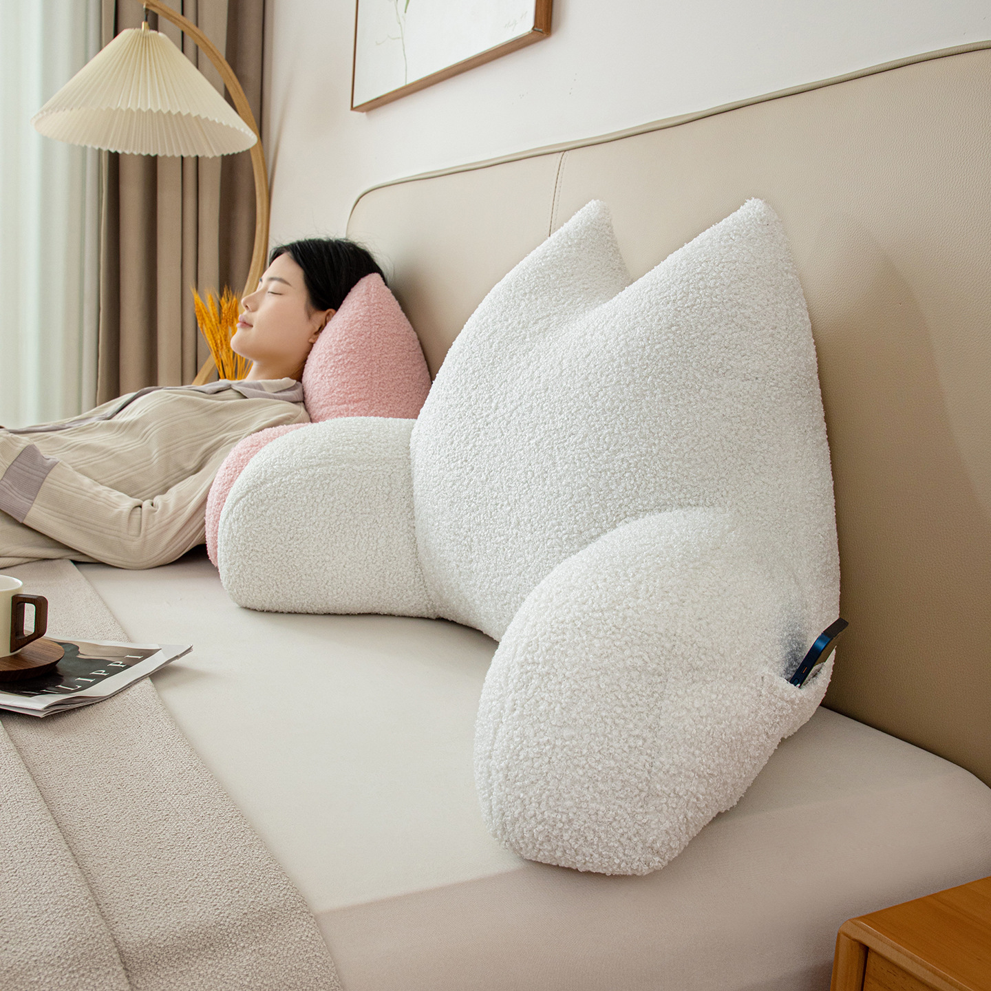 猫耳朵靠枕床头软包看书孕妇床上靠背抱枕飘窗沙发玩手机护腰靠垫