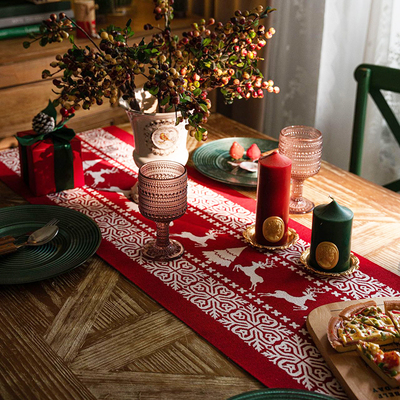 圣诞装饰品桌旗圣诞节场景布置氛围感轻奢高端美式高级感茶几桌布