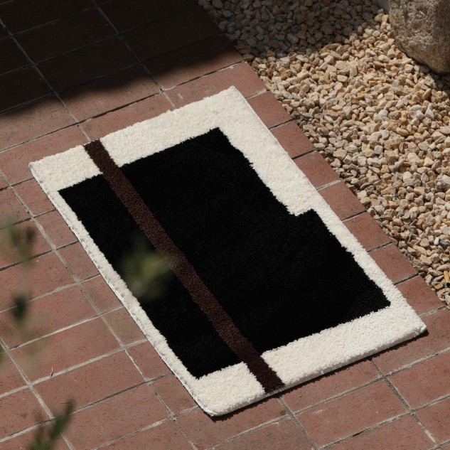 复古拼色植绒簇绒简约地毯书房卧室床边毯入户进门地垫卫生间脚垫