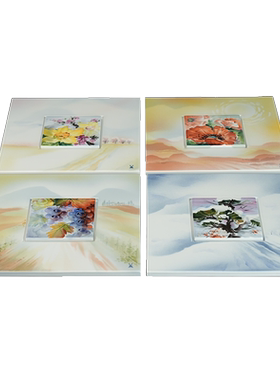 H.B签名版彩绘四季瓷板画挂画