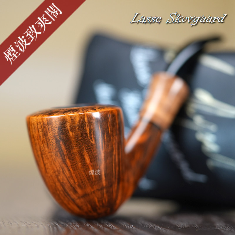 丹麦 Lasse Skovgaard 橡果型 木质宽饰圈 手工制 石楠木 烟斗