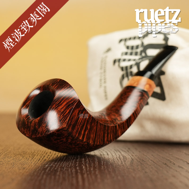 号角型木质饰圈石楠木烟斗