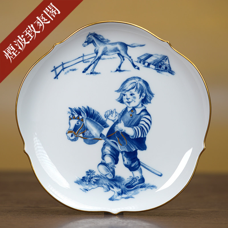 德国MEISSEN 梅森瓷器 德国民谣 童话系列 描金纪念赏盘 挂盘2002