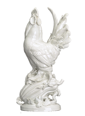 纯白动物瓷塑高卢雄鸡装饰摆件
