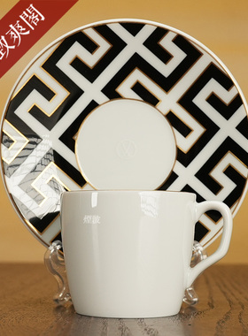 德国MEISSEN梅森瓷器 Cosmopolitan黑色皇家宫殿描金浓缩咖啡杯碟