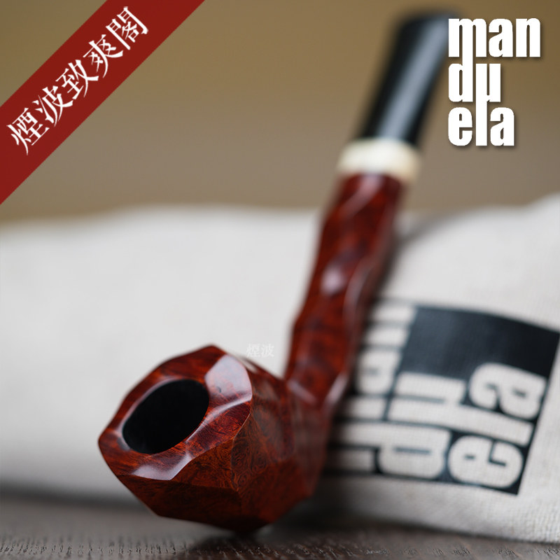 丹麦 曼杜拉 Manduela 多面体加拿大型 白色饰圈  石楠木 烟斗