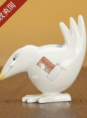 趣味小鸟理发师小型瓷偶摆件