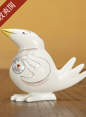 趣味小鸟司机小型瓷偶摆件