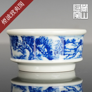 烟波 景德镇 觉山隐窑 赏珍款 青花 雪景 内画 竹节杯 茶杯