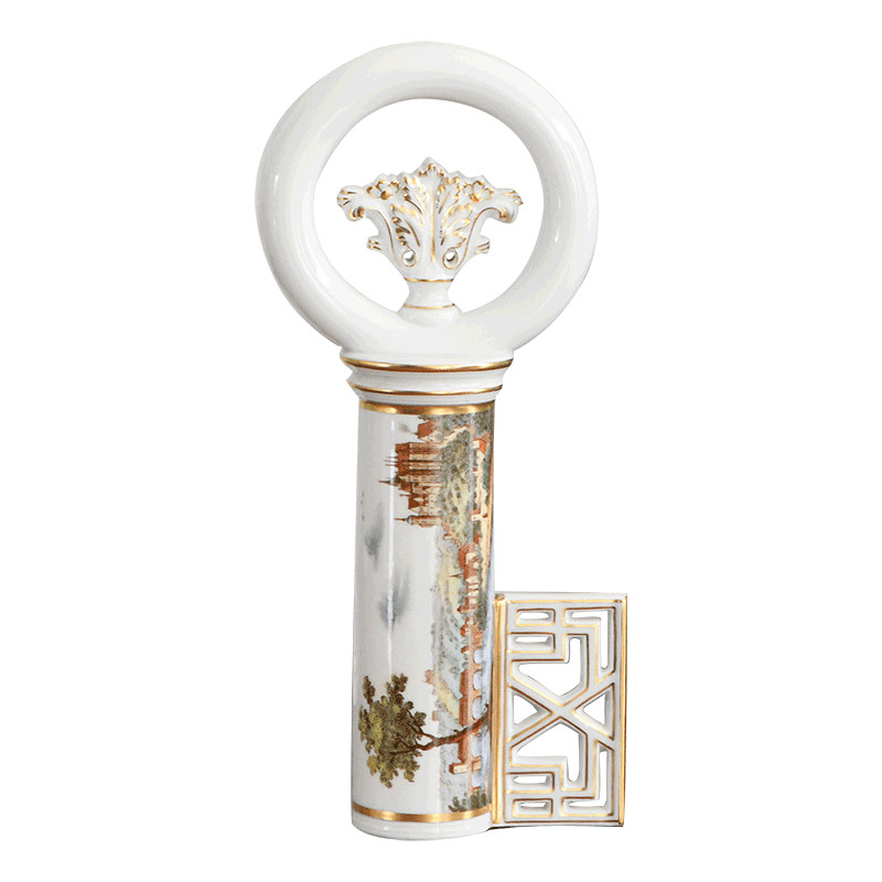 德国 MEISSEN 梅森瓷器 限量作品 彩绘描金 钥匙之迎 摆件