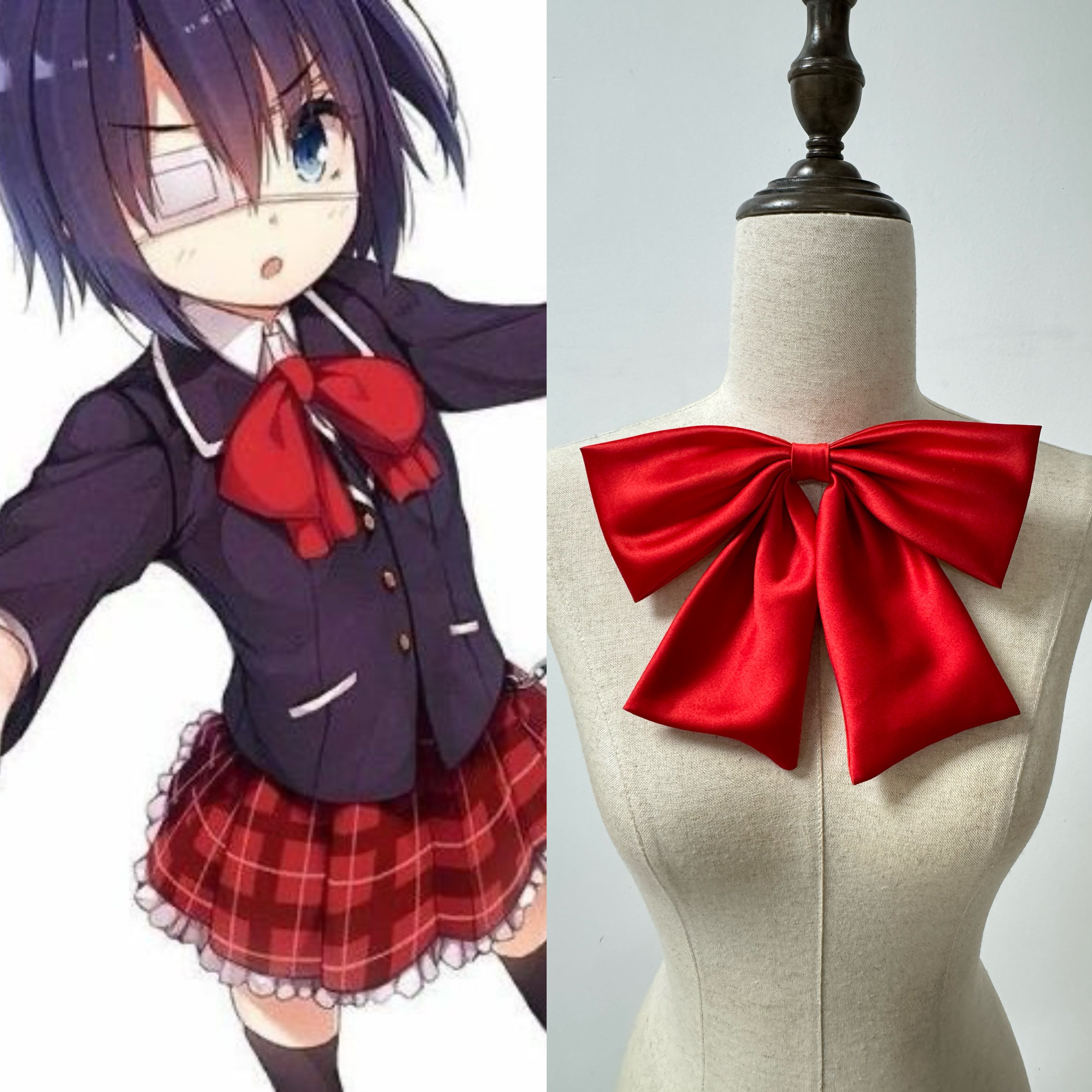 酒红纯色超大领结免打领巾日剧同款日系JK水手服蝴蝶结小鸟游六