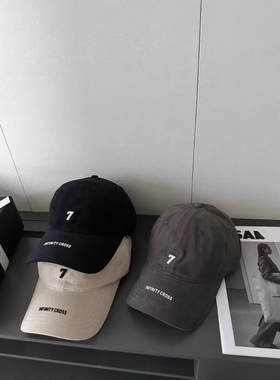 【ICROSS】9.3N 香港原创潮牌刺绣数字7棒球帽男女宽檐高顶鸭舌帽
