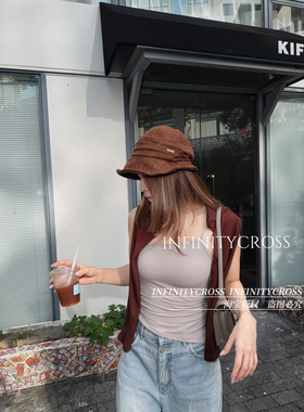【INFINITYCROSS】复古高级感褶皱麂皮绒渔夫帽保暖秋冬盆帽子女