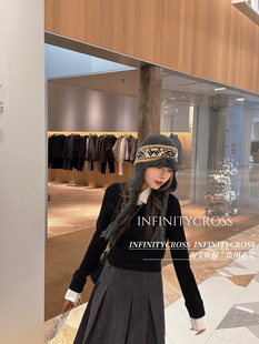 【INFINITYCROSS】费尔岛风护耳提花针织保暖针织帽女加厚雷锋帽