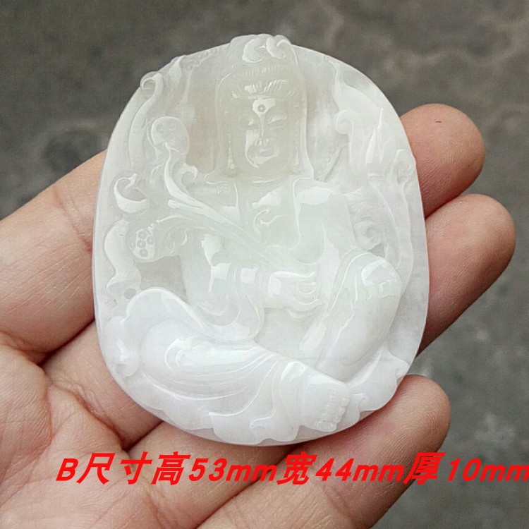 独山玉观音吊坠老料透水白独玉挂件玉石细腻大师雕南阳玉观音玉佩