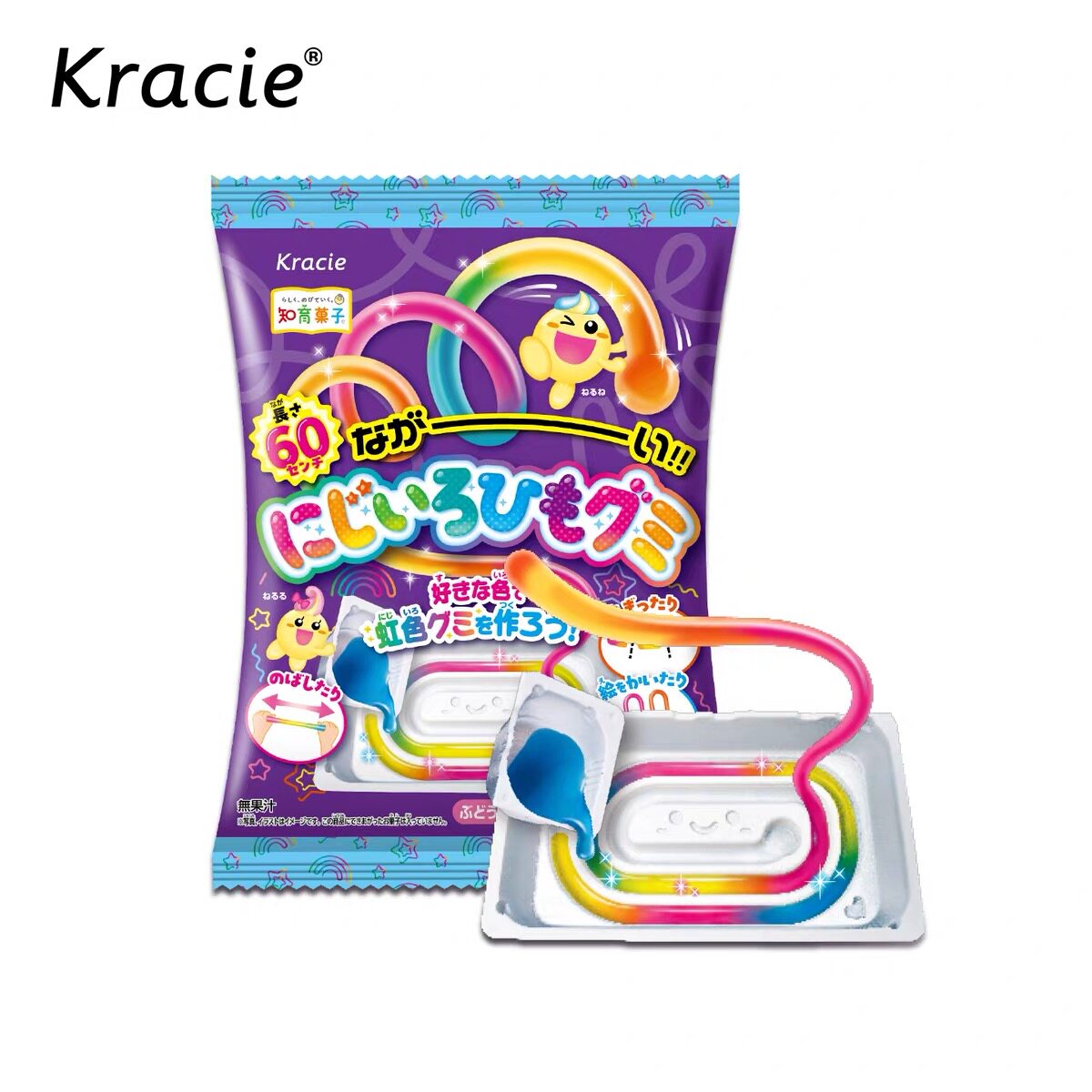 kracie嘉娜宝日本食玩可食长条彩虹造型DIY手工糖果趣味儿童礼物