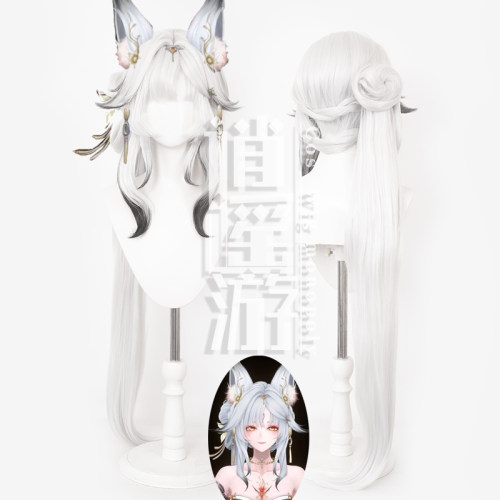 逍遥游 心月狐cos假发鸣潮仿真人头皮顶cosplay假发虎夹发包马尾