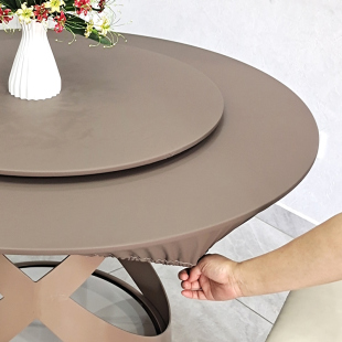 好多家2025新款小羊皮圆桌套防水桌垫圆形餐桌垫台布罩皮革圆桌布