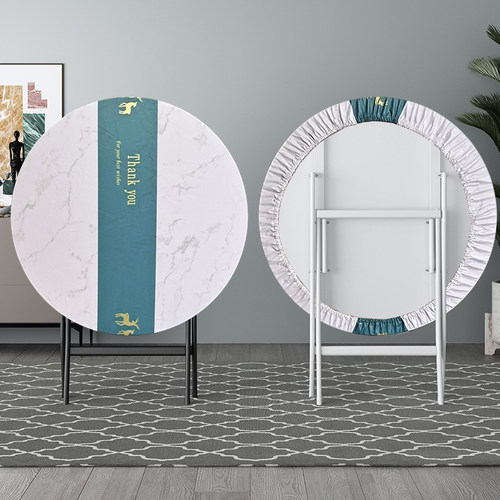 折叠圆桌套防水防油pu圆形餐桌布