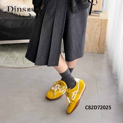 2026春季新款防滑橡胶底简约款猪巴皮革/布系带运动鞋女72025