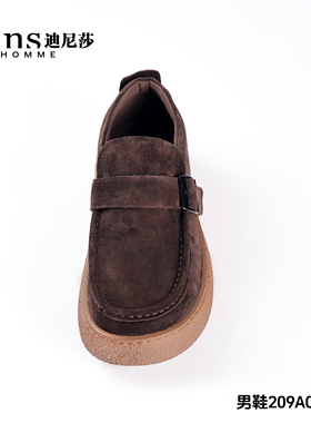 迪尼莎2025秋季新款厚底牛反绒皮舒适透气勃肯鞋复古男鞋07671