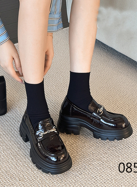 2025秋季新款厚底粗跟方跟时尚乐福鞋圆头懒人百搭款防滑女鞋0850