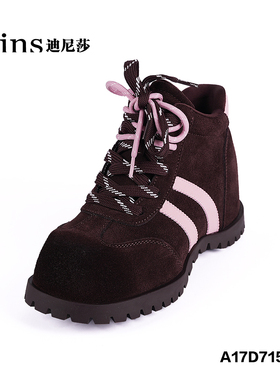 2025冬季系带圆头防滑底休闲鞋布里皮垫透气百搭高帮短靴71560